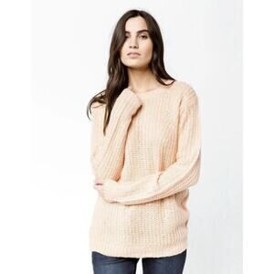 POOF! Peach Knit Tunic Sweater Womens L Large Pullover Chunky Ribbed NEW NWT